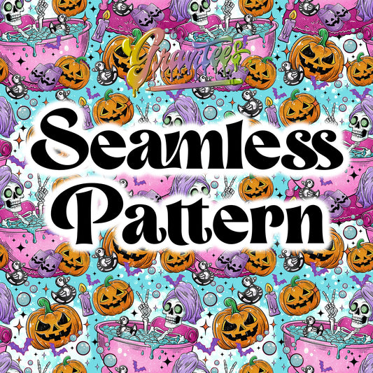 Rest In Peace Seamless Design PNG, Halloween Skeleton Clipart for DTF or Shirt Printing PNG Only!
