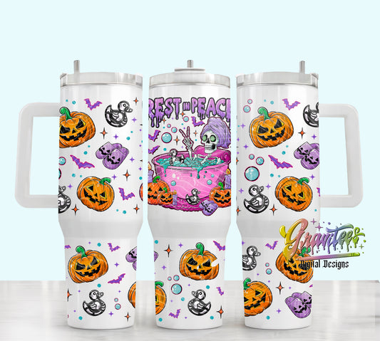 Rest In Peace 40oz Template PNG, Halloween Skeleton Clipart for UVDTF or Sublimation Printing PNG Only!