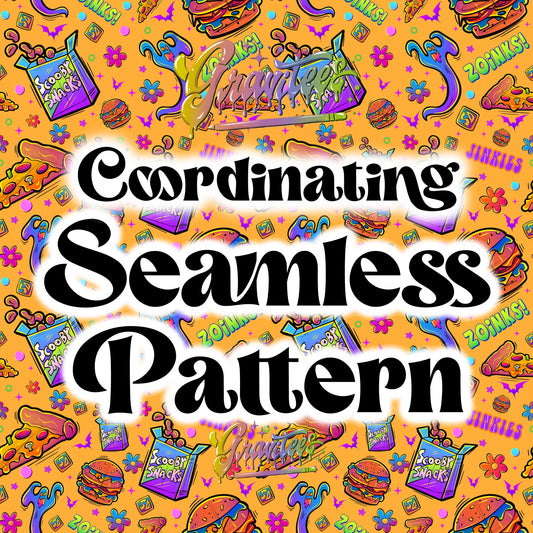 Mystery Dog Orange Coordinating Seamless Design Png for DTF or Shirt Printing, PNG Only!