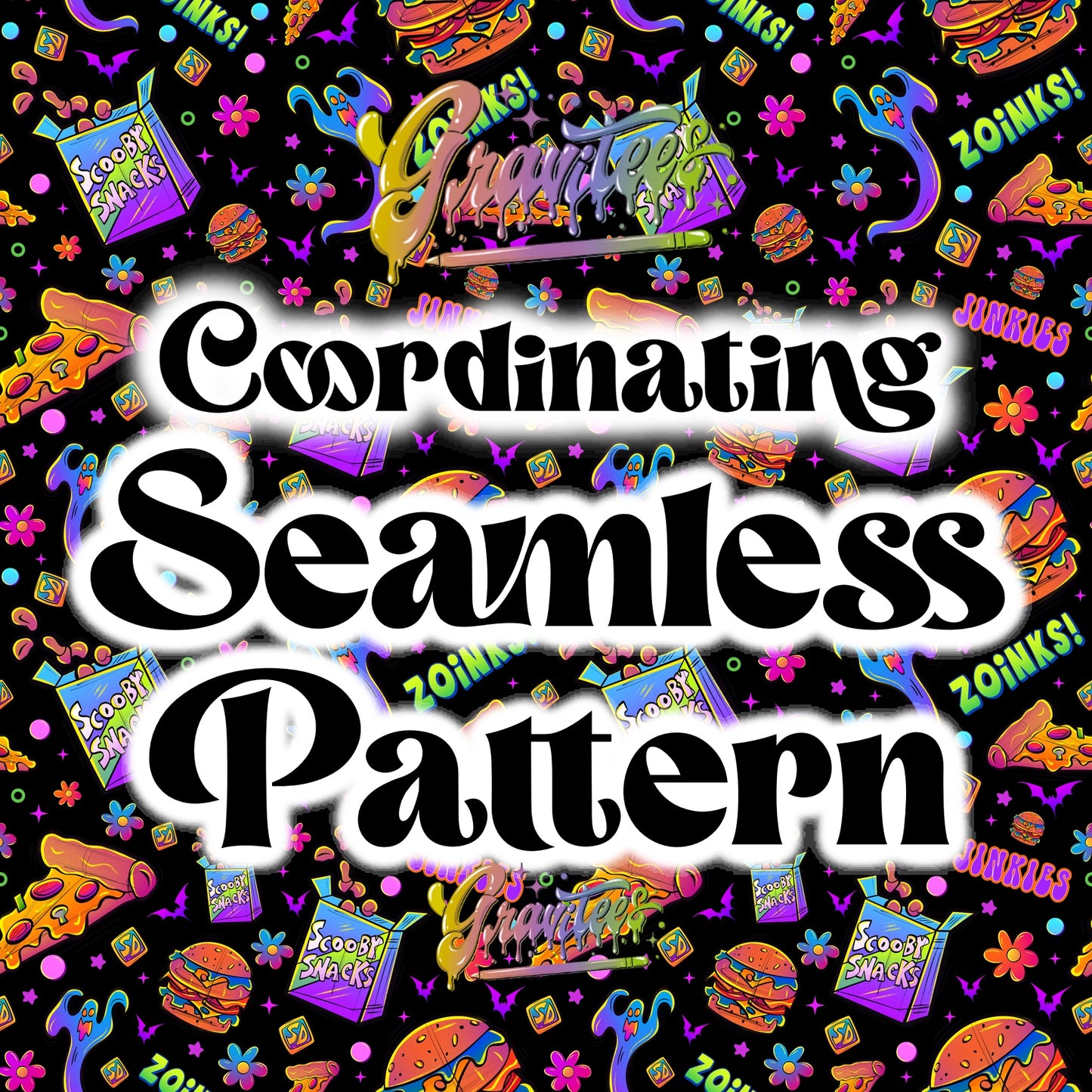 Mystery Dog Black Coordinating Seamless Design Png for DTF or Shirt Printing, PNG Only!