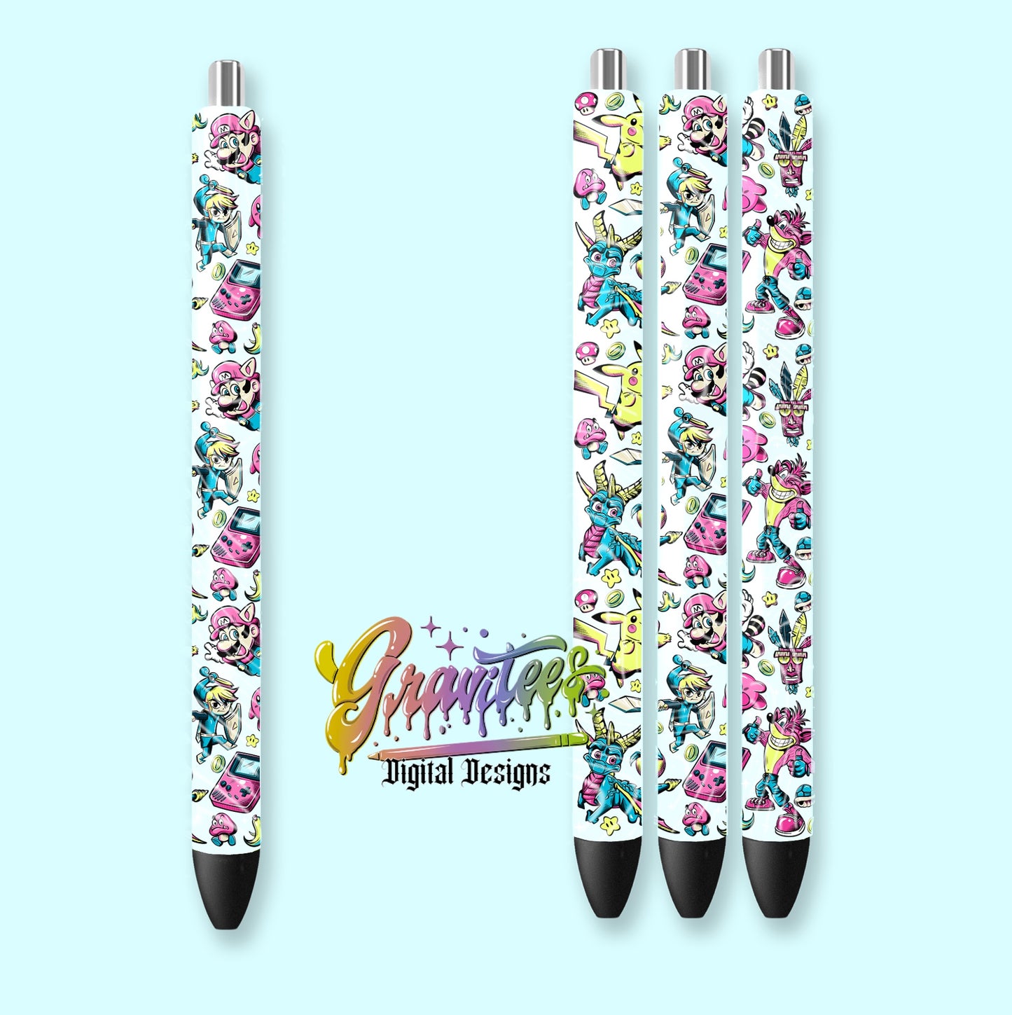 CLASSIC VIDEO GAMES Pen Wrap Template Design PNG,  for UVDTF or Sublimation Printing PNG Only!!