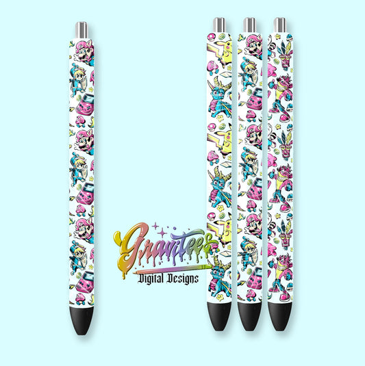 CLASSIC VIDEO GAMES Pen Wrap Template Design PNG,  for UVDTF or Sublimation Printing PNG Only!!