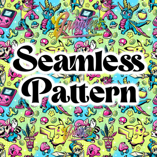 CLASSIC VIDEO GAMES  Seamless Design Png for DTF or Shirt Printing, PNG Only