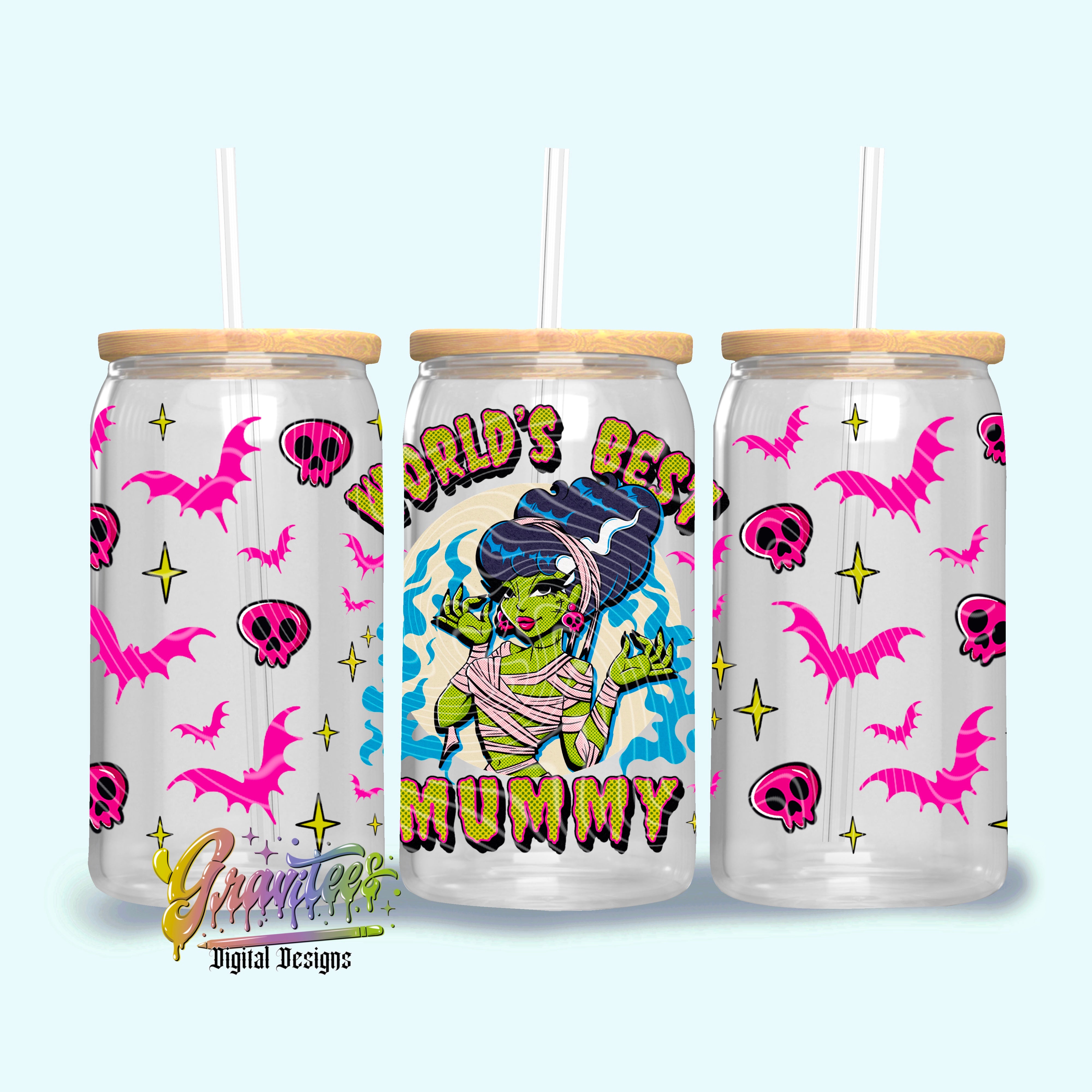 WORLDS BEST MUMMY 16oz Tumbler Template Design PNG, for UVDTF or Subli ...