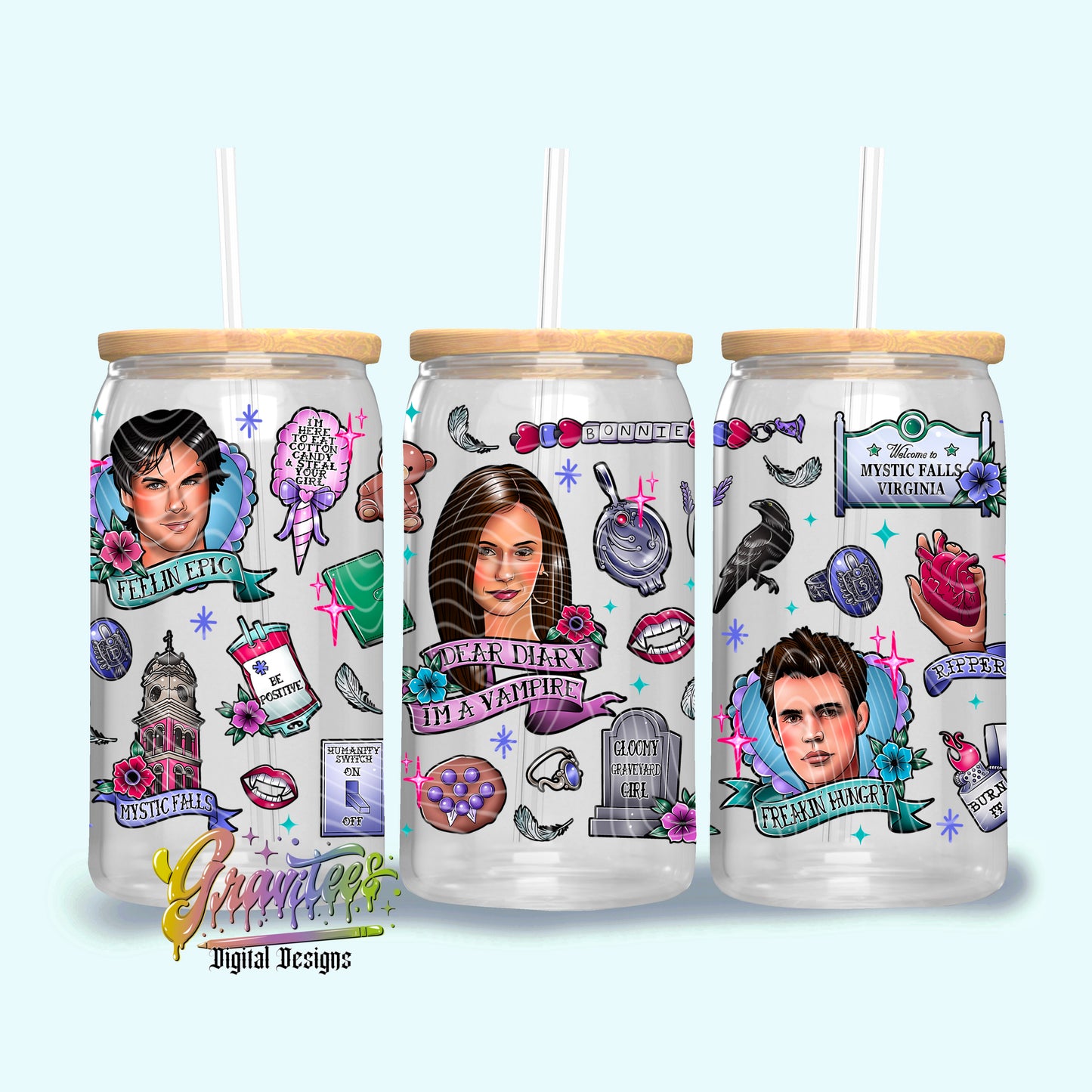 MYSTIC 16oz Tumbler Template Design PNG,  for UVDTF or Sublimation Printing PNG Only!! (Copy)