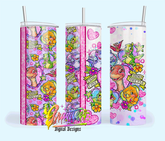 Valentine Dinosaurs 20oz Tumbler Template Design PNG,  for UVDTF or Sublimation Printing PNG Only!!