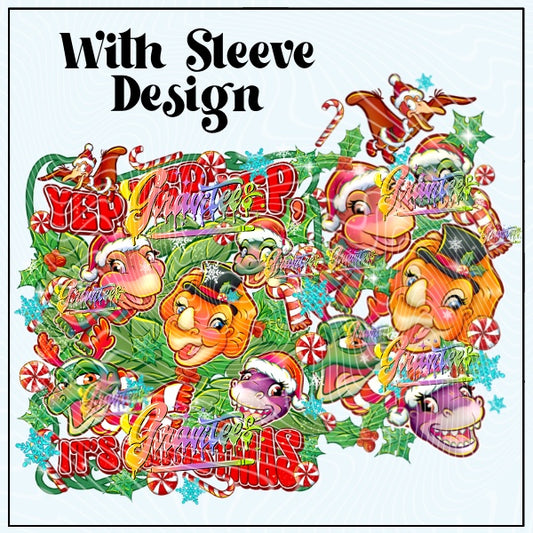 Christmas Yep Yep Yep Dinosaurs with Sleeve Design Png for DTF or Shirt Printing, PNG Only!