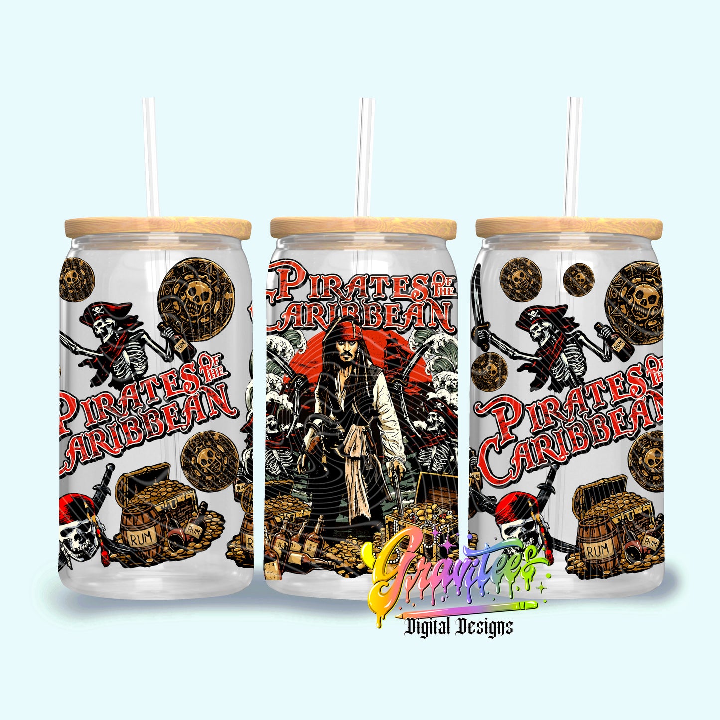 Pirate 16oz  Tumbler Template Design PNG,  for UVDTF or Sublimation Printing PNG Only!!