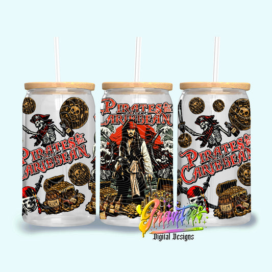 Pirate 16oz  Tumbler Template Design PNG,  for UVDTF or Sublimation Printing PNG Only!!