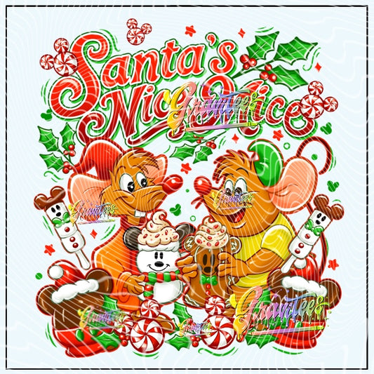 Santa’s Nice Mice Design Png for DTF or Shirt Printing, PNG Only!