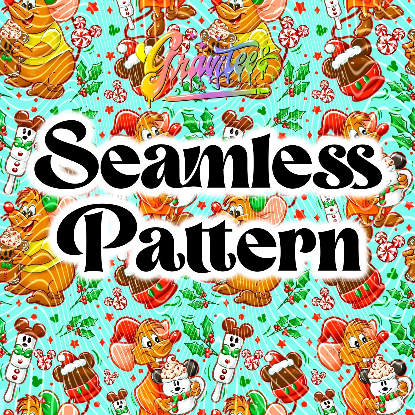 Santa’s Nice Mice Seamless Design PNG for DTF or Sublimation Printing PNG Only!!