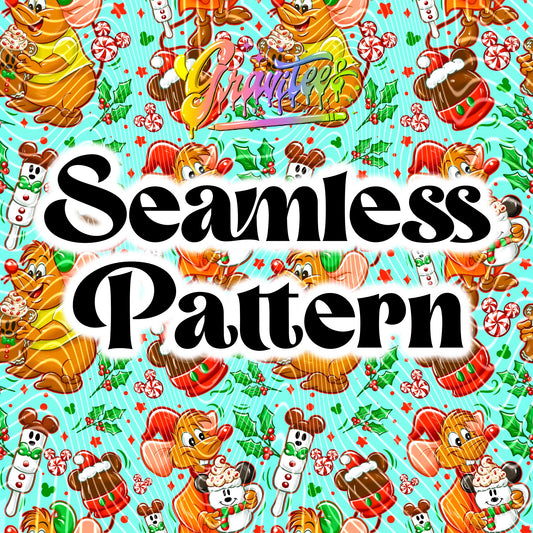 Santa’s Nice Mice Seamless Design PNG for DTF or Sublimation Printing PNG Only!!