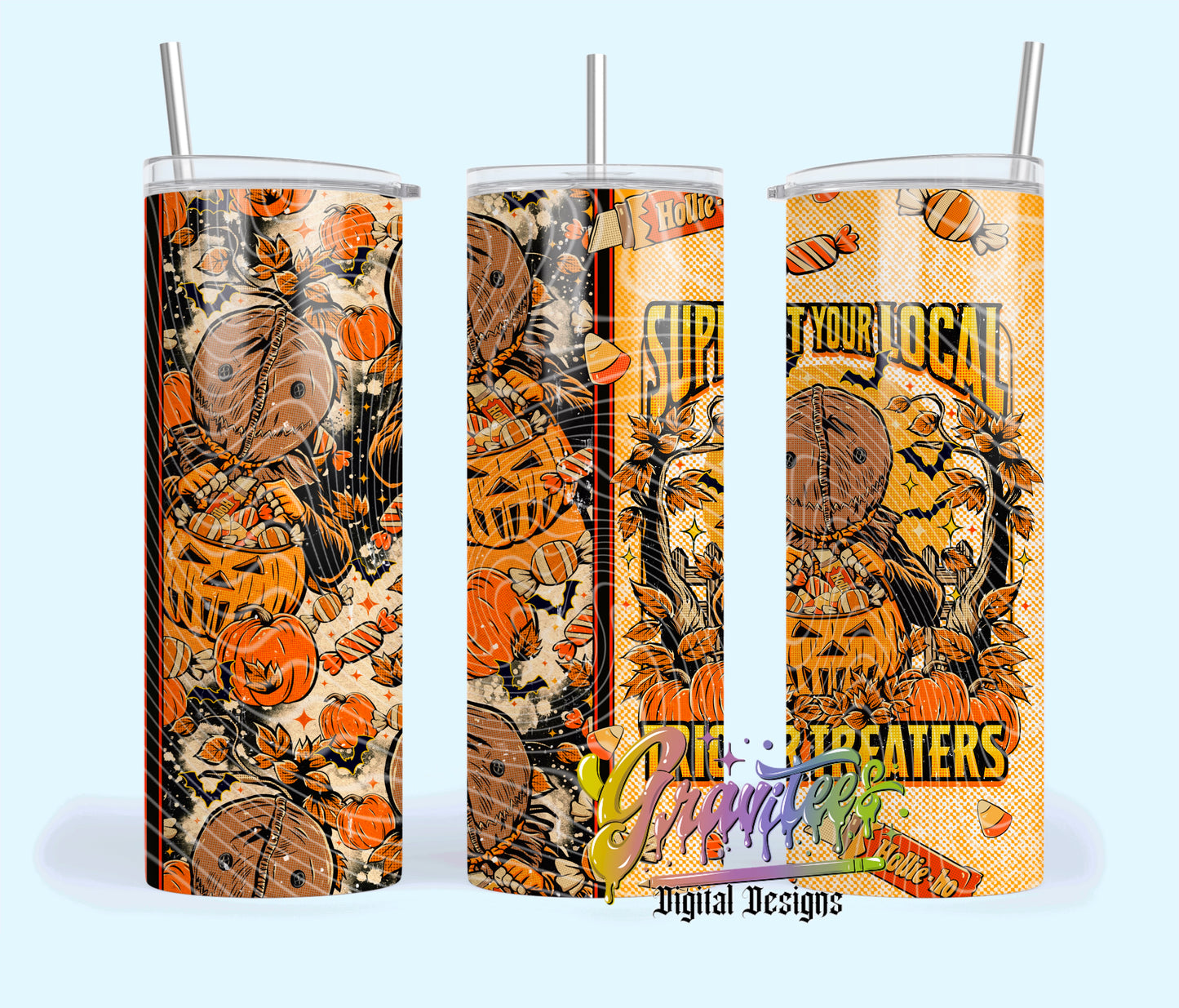 Support Your Local Treaters 20oz Skinny Template PNG, Halloween Fall Clipart for UVDTF or Sublimation Printing PNG Only!