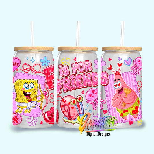 F is For Friends 16oz Tumbler Template Design PNG,  for UVDTF or Sublimation Printing PNG Only!!