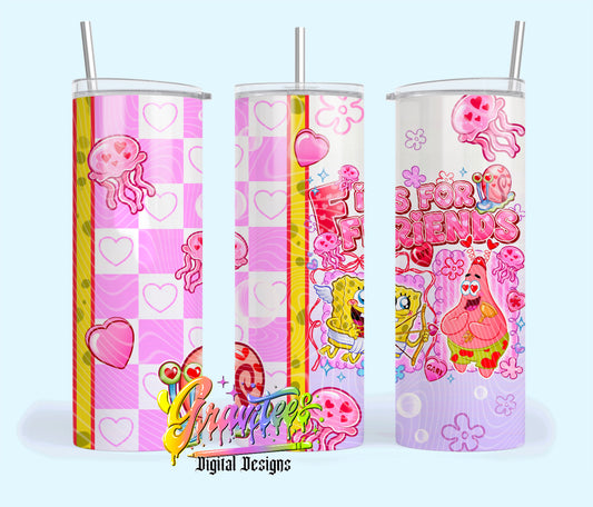 F is For Friends 20oz Tumbler Template Design PNG,  for UVDTF or Sublimation Printing PNG Only!!