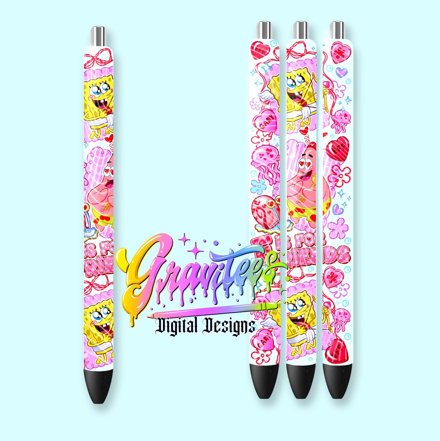 F is For Friends  Pen Wrap Template Design PNG,  for UVDTF or Sublimation Printing PNG Only!!