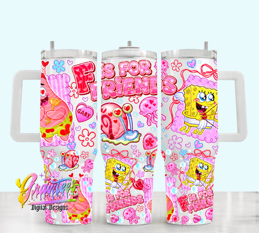 F is For Friends 40oz Tumbler Template Design PNG,  for UVDTF or Sublimation Printing PNG Only!!