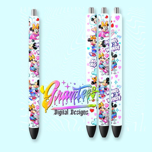 Mouse Love Pen Wrap Template Design PNG,  for UVDTF or Sublimation Printing PNG Only!!