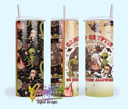 CAMP CRYPTID 20oz Tumbler Template Design PNG,  for UVDTF or Sublimation Printing PNG Only!!