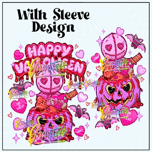 Happy Valloween Design With Sleeve Design Png for DTF or Shirt Printing, PNG Only!