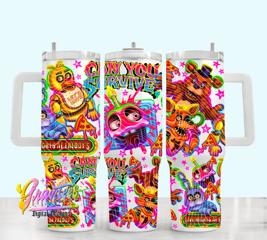 Pizza Bear 40oz Tumbler Template Design PNG,  for UVDTF or Sublimation Printing PNG Only!!