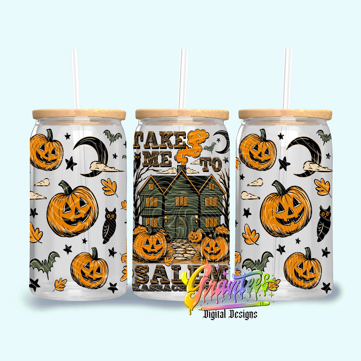 Take Me To Salem 16oz Tumbler Template Design PNG,  for UVDTF or Sublimation Printing PNG Only!!