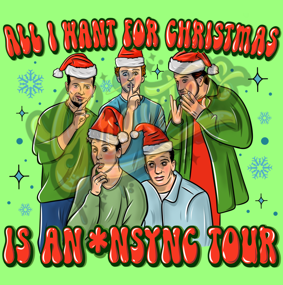 All I Want For Christmas is An NSync Tour Clipart Christmas Clipart, Boy Bad Clipart for DTF or Shirt Printing, PNG Only!