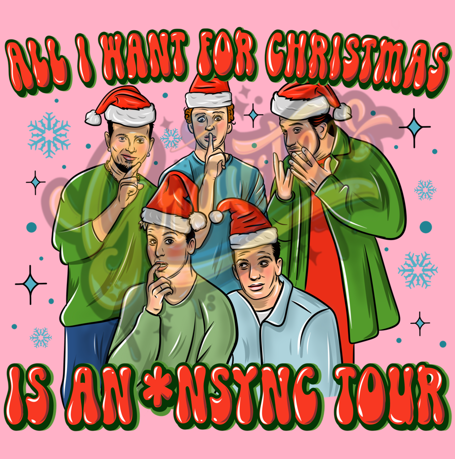 All I Want For Christmas is An NSync Tour Clipart Christmas Clipart, Boy Bad Clipart for DTF or Shirt Printing, PNG Only!