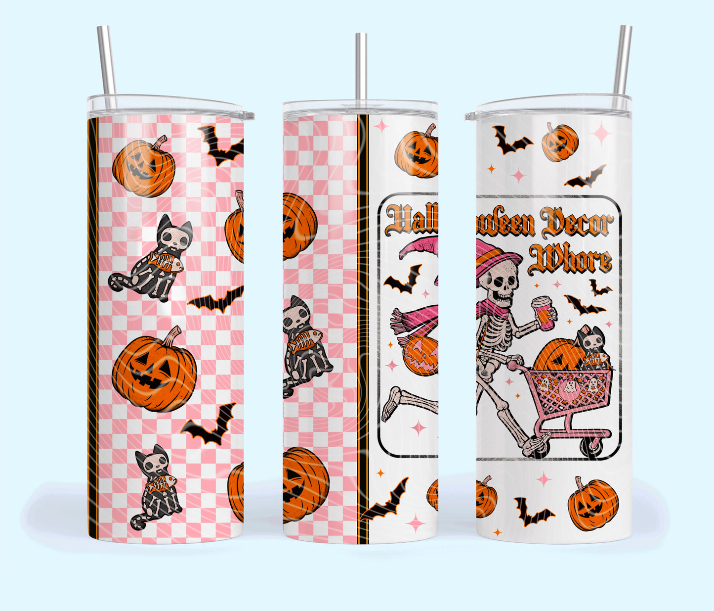 Halloween Decor Whore Skinny Tumbler Design Png, Halloween Decor Whore Clipart, Trendy Band Clipart, Clipart for DTF or Shirt Printing, PNG Only!