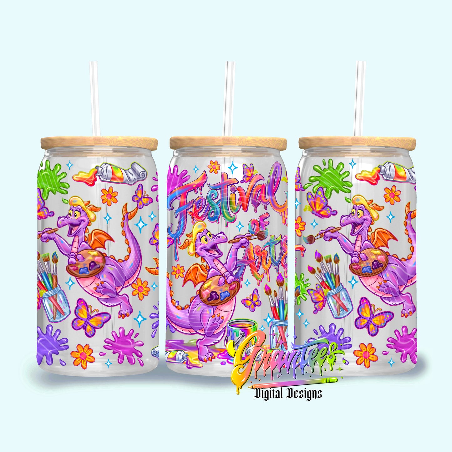 Dino Art 16oz Tumbler Template Design PNG,  for UVDTF or Sublimation Printing PNG Only!!