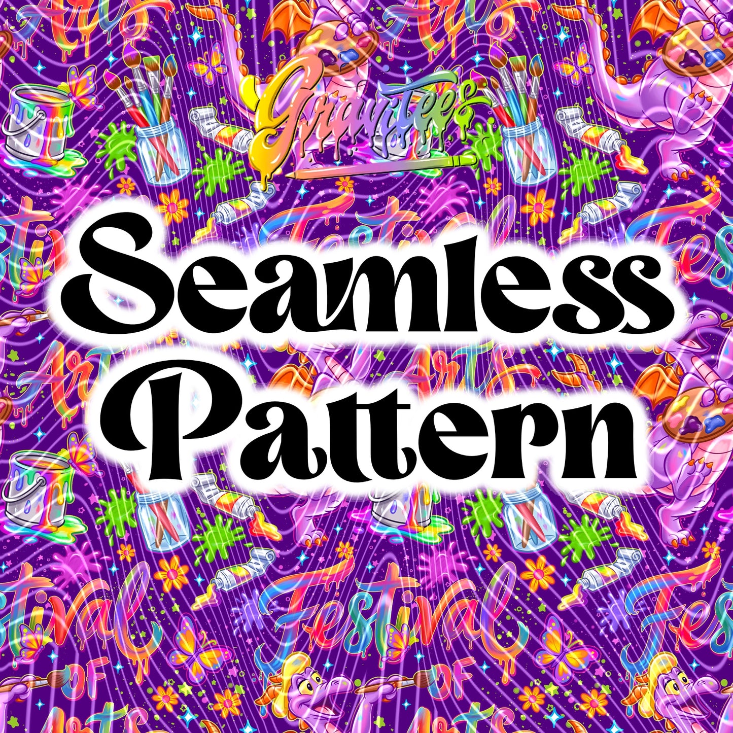 Dino Art Seamless Design PNG for DTF or Sublimation Printing PNG Only!