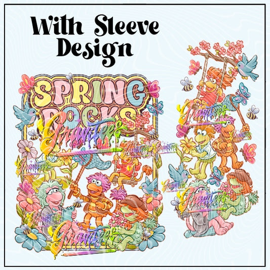 Spring Rocks with Sleeve Design Png for DTF or Shirt Printing, PNG Only!