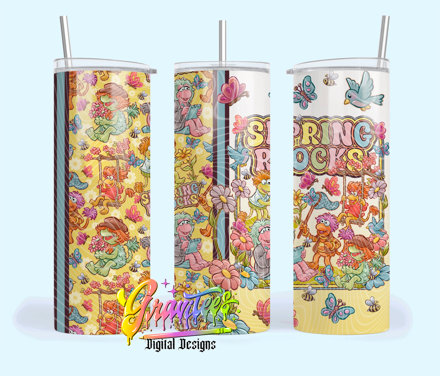 Spring Rocks 20oz Tumbler Template Design PNG,  for UVDTF or Sublimation Printing PNG Only!!