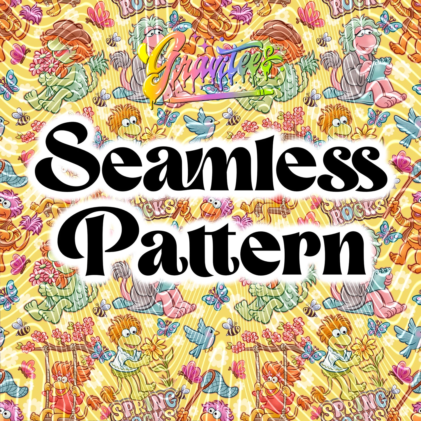 Spring Rocks Seamless Design PNG for DTF or Sublimation Printing PNG Only!