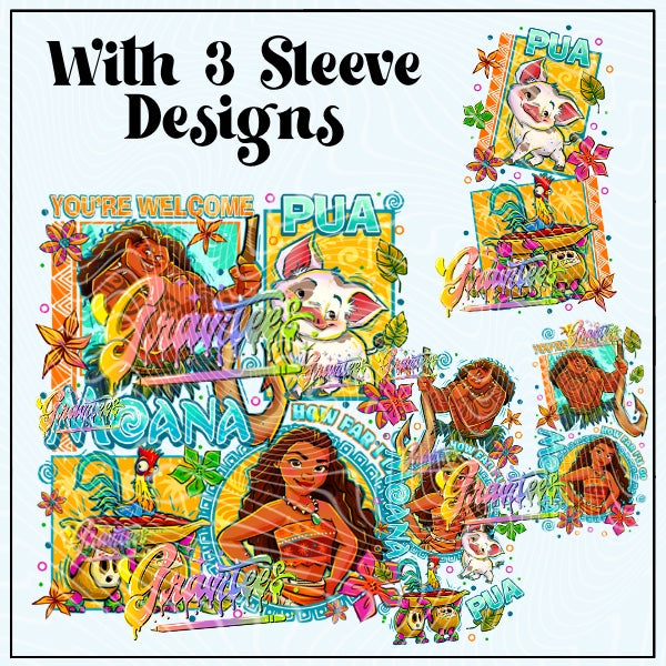 Water Daughter With Three Sleeve Designs Png for DTF or Shirt Printing, PNG Only!