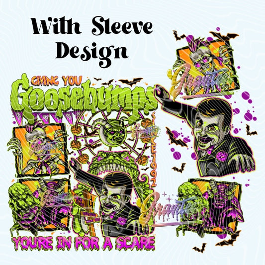 You’re In For A Scare with Sleeve Design PNG, 90’s Book Clipart for DTF or Shirt Printing PNG Only!