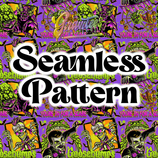 You’re In For A Scare with Seamless Design PNG, 90’s Book Clipart for DTF or Shirt Printing PNG Only!