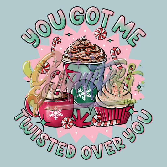 You Got Me Twisted Over You PNG,  Peppermint Mocha Clipart, Christmas Food Clipart, Peppermint Clipart, Peppermint Latte Clipart for DTF or Shirt Printing, PNG Only!