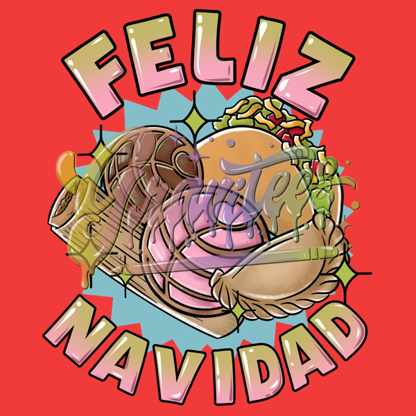 Feliz Navidad PNG, Fall Latin Food Clipart, Christmas Clipart, Tamale Clipart, Concha Clipart for DTF or Shirt Printing, PNG Only!