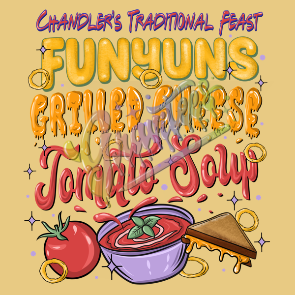 Chandler's Traditional Feast Food PNG, Chandler Bing Clipart, Fall Clipart, Chandler Friends Clipart , Friends Sublimation Designs, Friendsgiving for DTF or Shirt Printing, PNG Only!