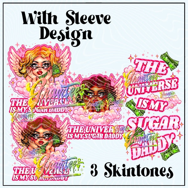 Universe Design with Sleeve (3 Skintones) Png for DTF or Shirt Printing, PNG Only!