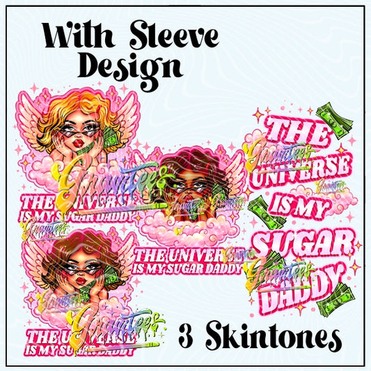 Universe Design with Sleeve (3 Skintones) Png for DTF or Shirt Printing, PNG Only!