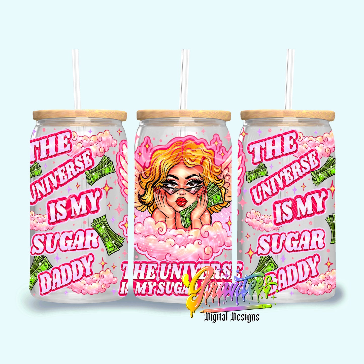 Universe 16oz Tumbler Template Design (3 Skintones) PNG,  for UVDTF or Sublimation Printing PNG Only!!