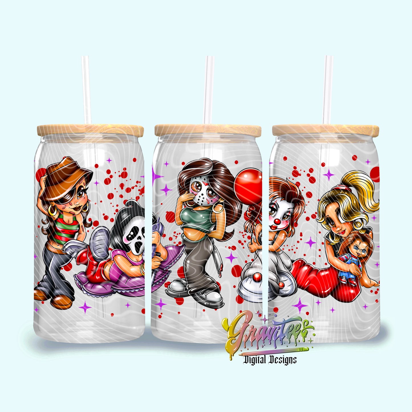 Home Ghouls Libbey Tumbler Design Png, Horror Clipart for UVDTF or Sublimation Printing, PNG Only!