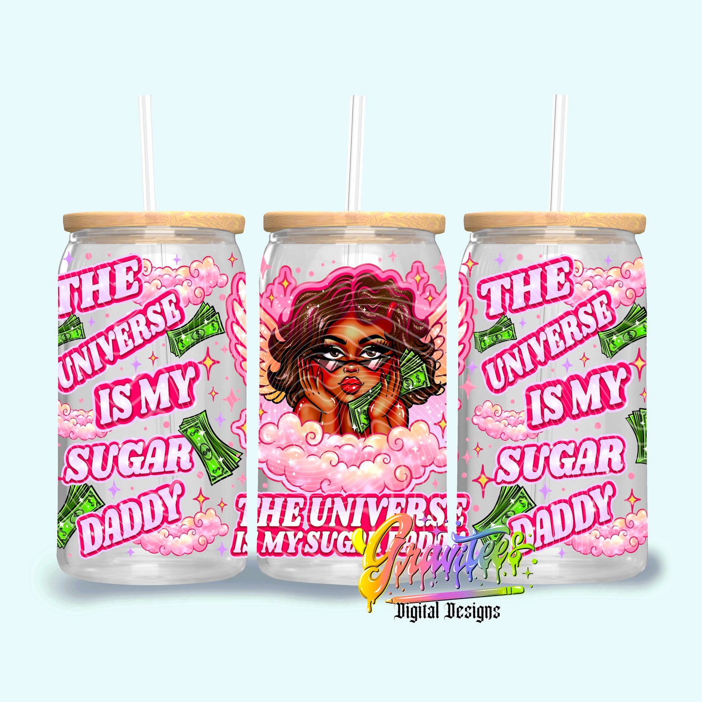 Universe 16oz Tumbler Template Design (3 Skintones) PNG,  for UVDTF or Sublimation Printing PNG Only!!