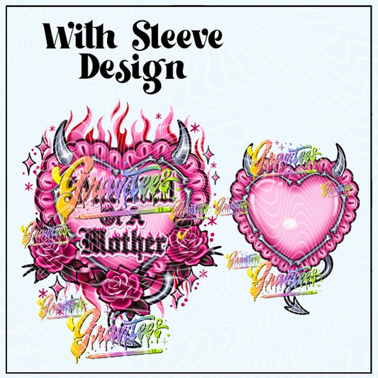 Hell Of A Mother With Blank Heart Design Png for DTF or Shirt Printing, PNG Only!