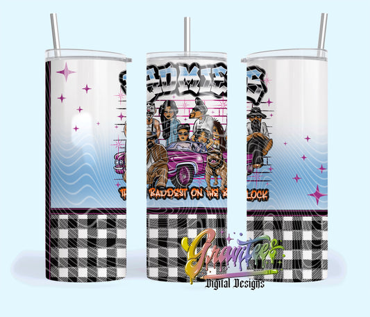 Baddest Throwback Skinny Tumbler 20oz Design Png, Throwback Clipart for UVDTF or Sublimation Printing, PNG Only!