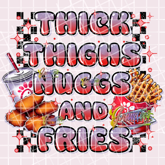 Thick Thighs, Nuggs & Fries Png, Food Clipart, Trendy Fast Food Clipart, Car Clipart for DTF or Shirt Printing, PNG Only!