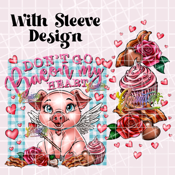 Don't Go Bacon My Heart with Sleeve Design Png, Valentine Clipart, Trendy Valentine Clipart, Car Clipart for DTF or Shirt Printing, PNG Only!