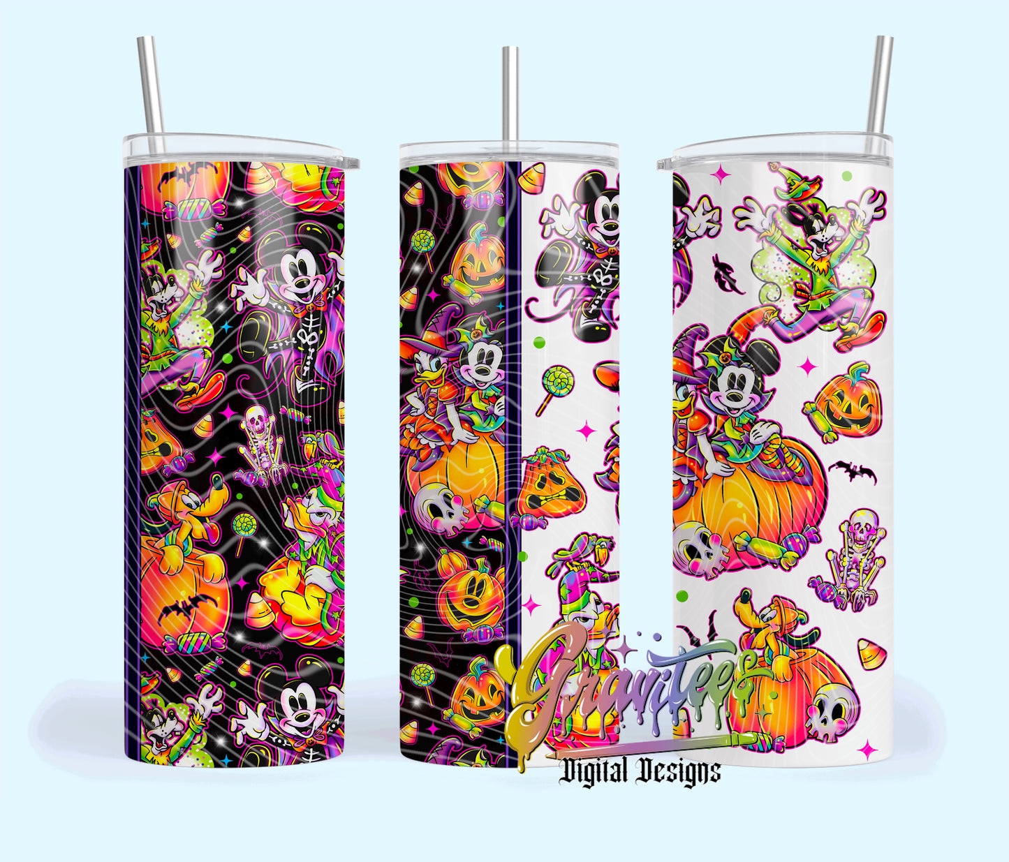 Halloween Mouse Friends Skinny Tumbler Design Png, Halloween Design for UVDTF or Sublimation Printing, PNG Only! (C